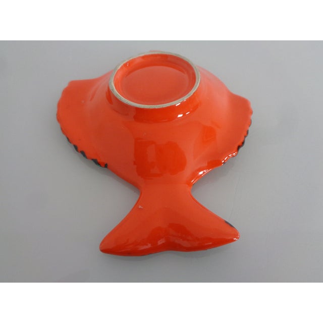 Black Orange Green Ceramic Fish Ashtray, Italy, 1960s For Sale - Image 8 of 9