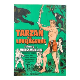 Danish "Tarzan and the Huntress" 1960's Post-War Release Film Poster For Sale