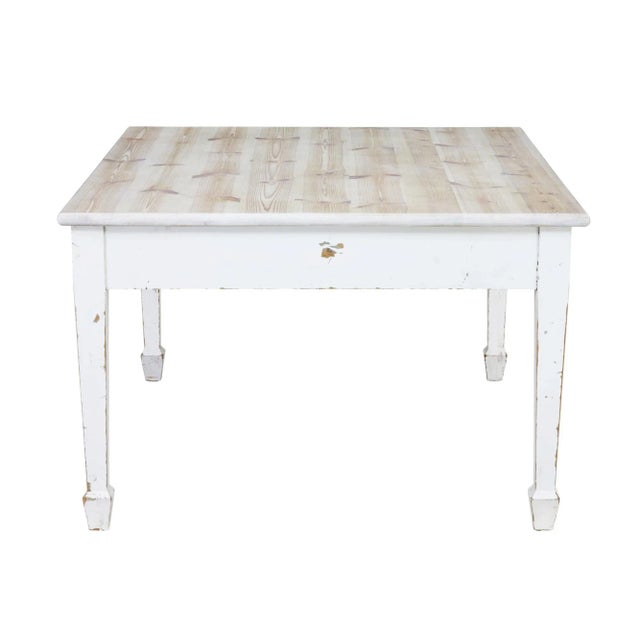 Large 19th Century Swedish Painted Pine Kitchen Table, 1890s For Sale - Image 6 of 10