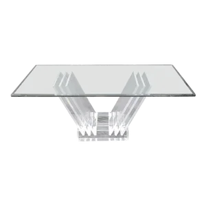 Folding Collapsible Lucite Base Glass Top Mid-Century Modern Dining Table