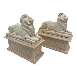 Vintage 1960s New York City Library Lion Bookend Statues For Sale