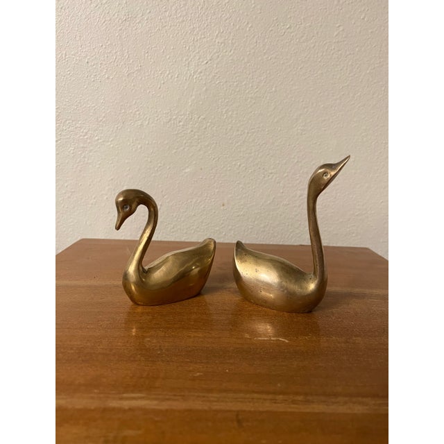 Brass Mid Century Vintage Brass Swan- a Pair For Sale - Image 8 of 9