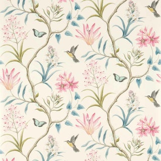 Sanderson Clementine Wallpaper in Dusky Pink For Sale
