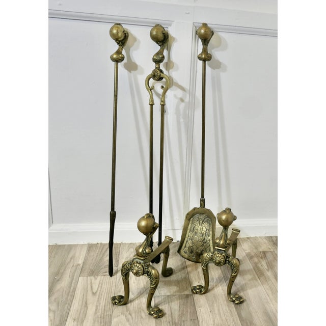 Arts and Crafts Gothic Fireside Tools, Set of 5 For Sale - Image 9 of 9