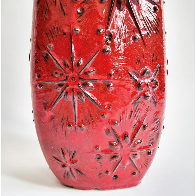 West German Scheurich Ceramic Vase, 1960s Large West German Scheurich Fat Lava ceramic vase with expressionist black and...