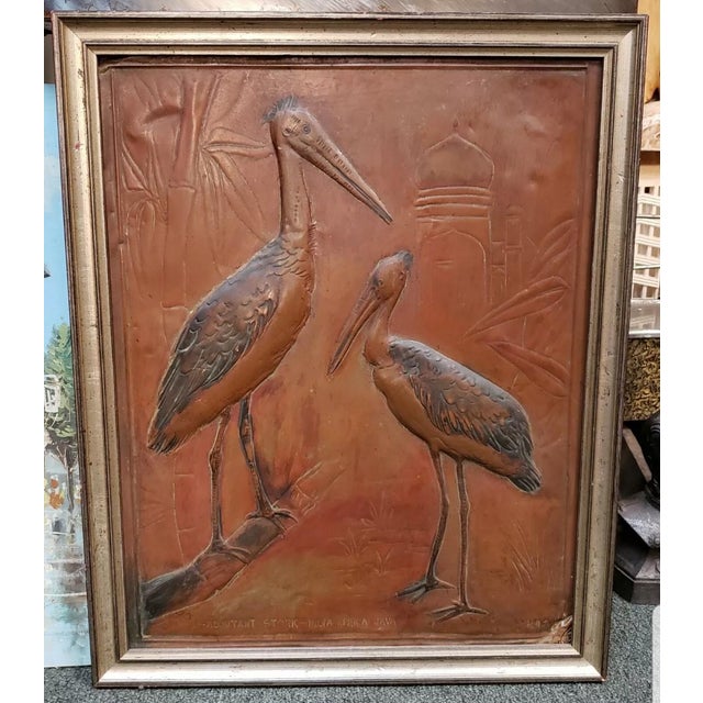 Adjutant Stork Copper Repousse Art by H. Alvin Sharpe, New Orleans