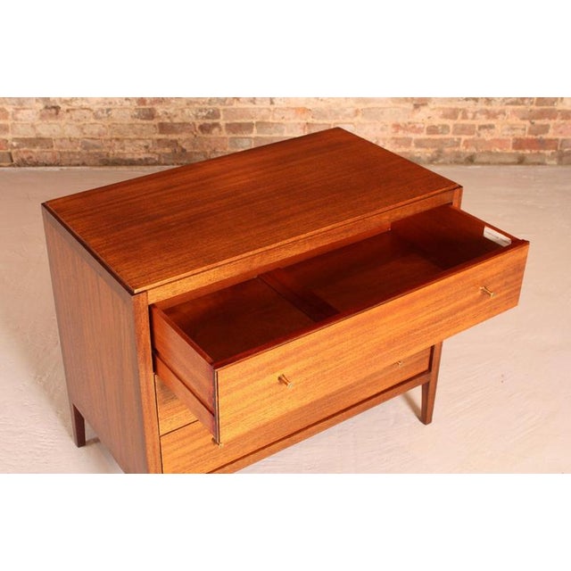 Wood Mid-Century Modern Mahogany Chest of Drawers with Brass Handles by Loughborough Furniture for Heals, 1960s For Sale - Image 7 of 10