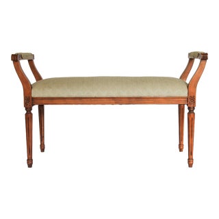 Vintage French Empire Style Upholstered Bench For Sale