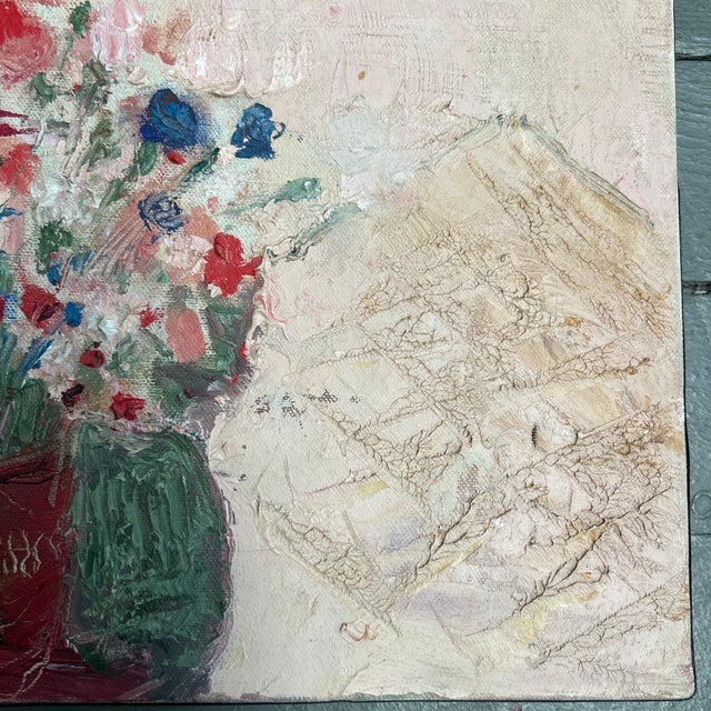 Impressionist 1960’s Original Impressionist Floral Still Life Painting on Canvas For Sale - Image 3 of 5