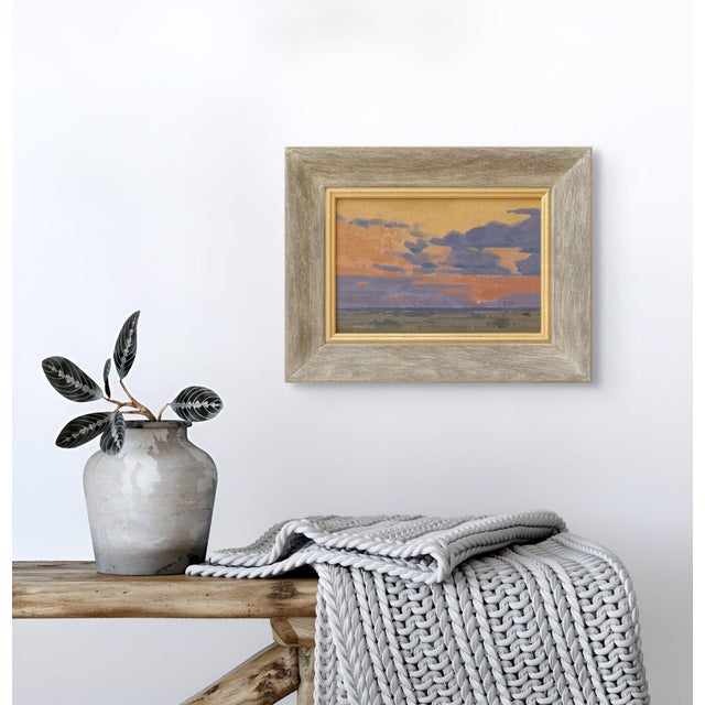 Contemporary Sunset West by Michael Magrin | Oil on linen depicting a colorful sunset over a landscape. For Sale - Image 3 of 5