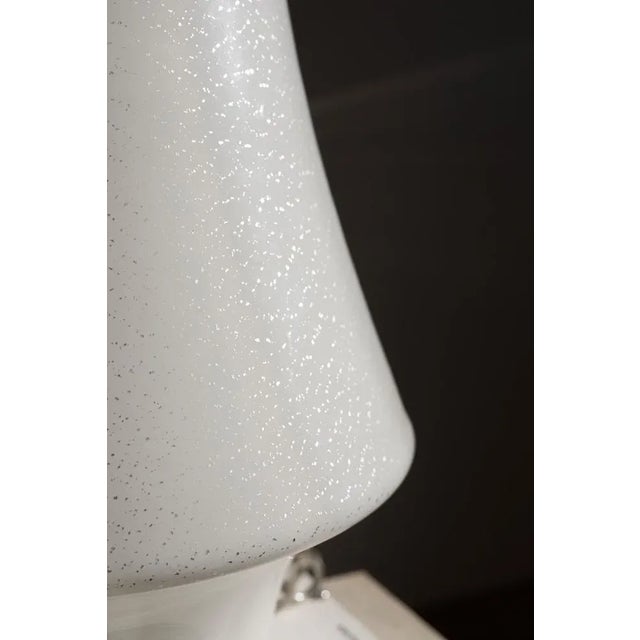 White Large Vintage White Mushroom Murano Glass Table Lamp, 1970s For Sale - Image 8 of 10