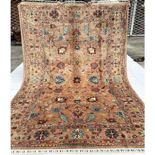 Camel Sultanabad Hand-Knotted Wool Rug - 9'3" X 6'9" For Sale - Image 10 of 17