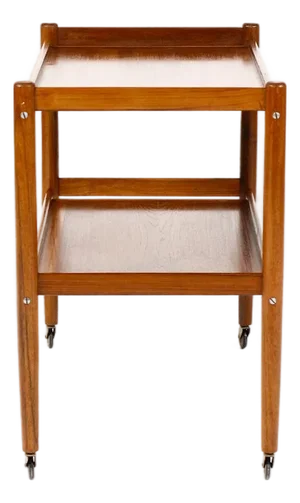 1960s Danish Modern Mid Century Teak Bar Cart Rolling Tea Service — Low Shelf