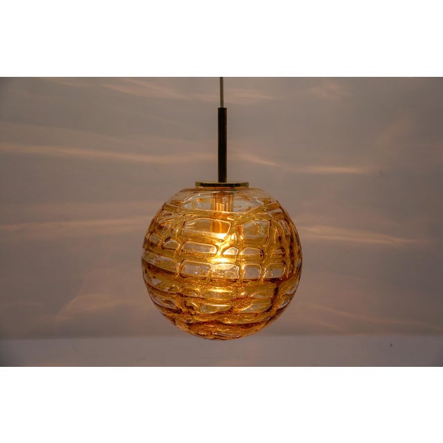 Yellow Murano Glass Ball Pendant Lamp from Doria Leuchten, 1960s For Sale - Image 6 of 11