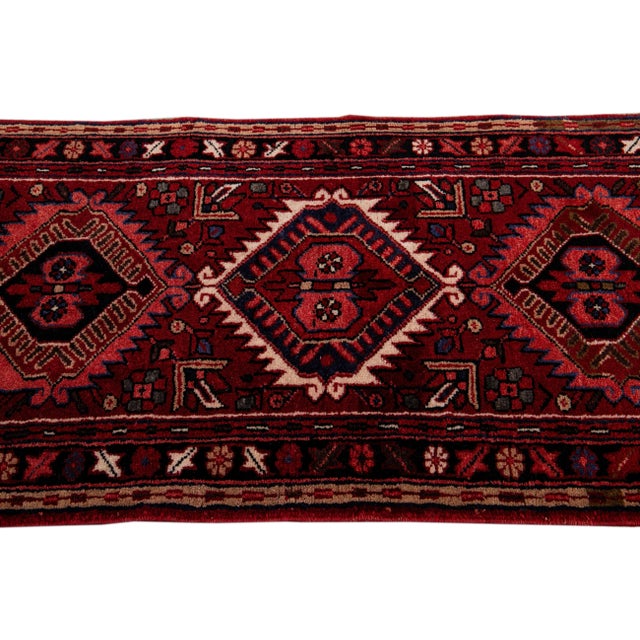Antique Red Heriz Handmade Medallion Wool Runner For Sale In New York - Image 6 of 9