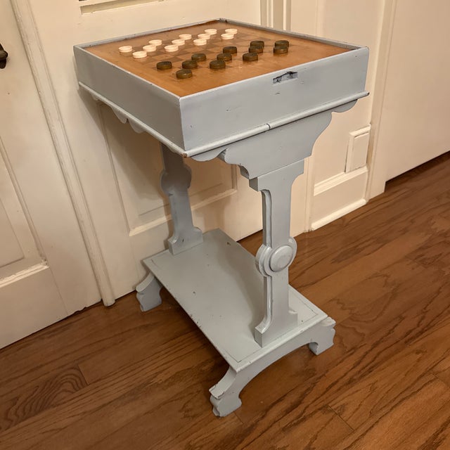 Mid 19th Century Gustavian Painted Pine Inlaid Checkerboard Game Table For Sale - Image 6 of 7