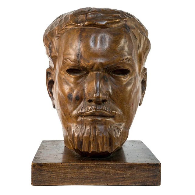 Portrait of Italo Balbo - Original Wooden Sculpture by Marco Novati - 1930s 1930s For Sale - Image 8 of 8