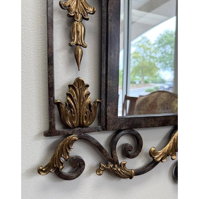 Metal La Barge Large Gilt Bronze & Scrolled Wrought Iron Wall Mirror For Sale - Image 7 of 10