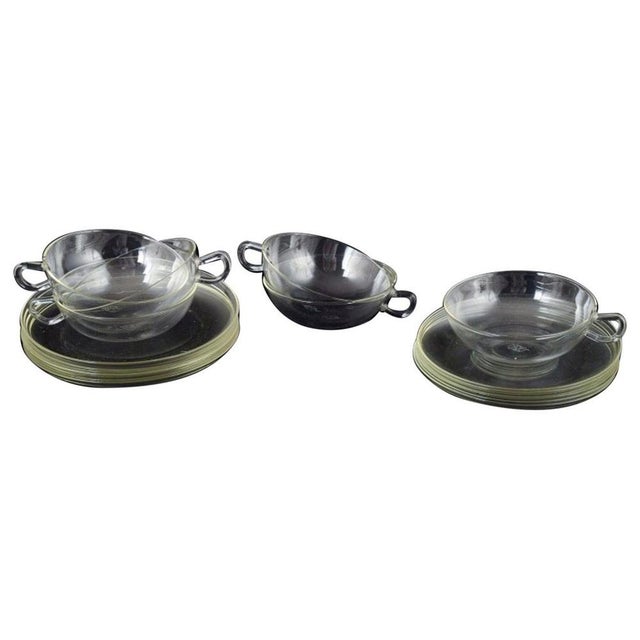 1930s Bauhaus-Inspired Tea Set in Glass by Wilhelm Wagenfeld for Jenaer Glas, 1930s, Set of 18 For Sale - Image 5 of 5