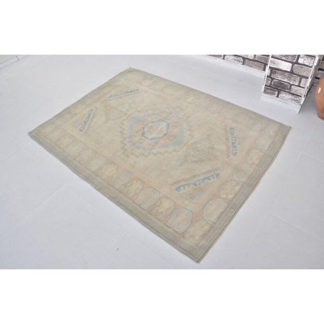 Handmade wool carpet in Turkish Anatolia , Vintage Oushak Rug,Turkish Vintage Anatolian Rug, Handmade wool Rug . One Of...