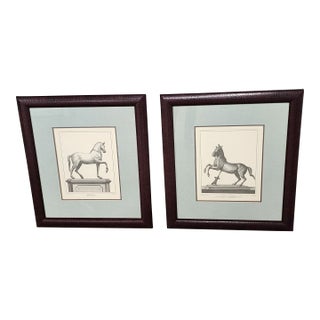 Vintage Carlo Noli Equestrian Etchings Framed Prints - A Pair For Sale