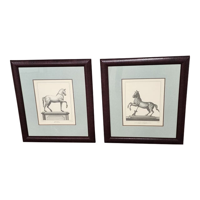 Vintage Carlo Noli Equestrian Etchings Framed Prints - A Pair For Sale