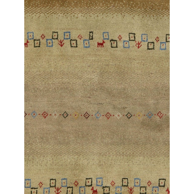Contemporary Hand-Knotted Persian Tribal Gabbeh Rug 4'10" X 6'4" For Sale - Image 3 of 5