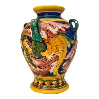 Italian Ceramicist Nereo Boaretto (1914–1977) Hand Painted Vase For Sale