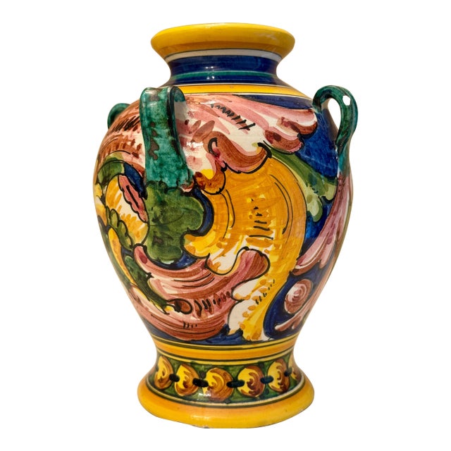 Italian Ceramicist Nereo Boaretto (1914–1977) Hand Painted Vase For Sale