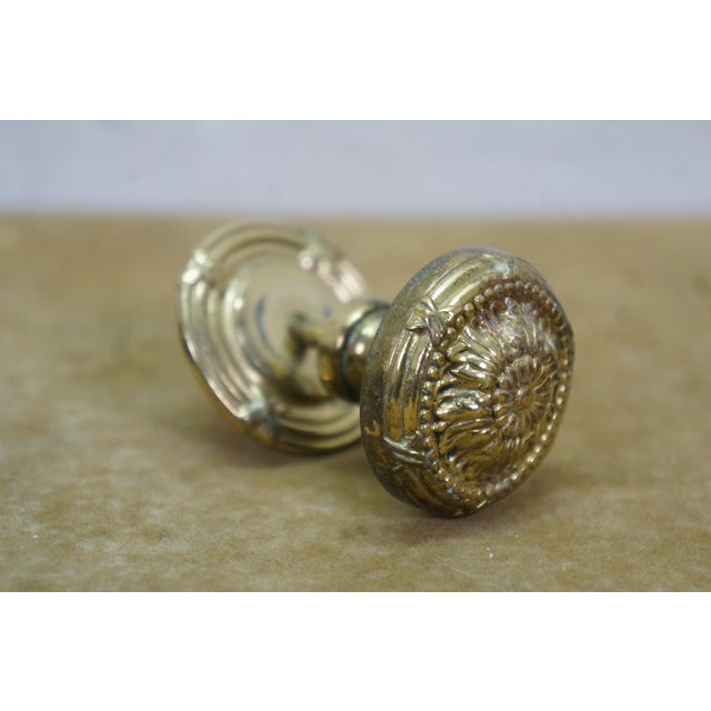 9 Vintage Brass Neoclassical Ribbon & Reed Floral Medallion Drawer Pull For Sale - Image 10 of 13
