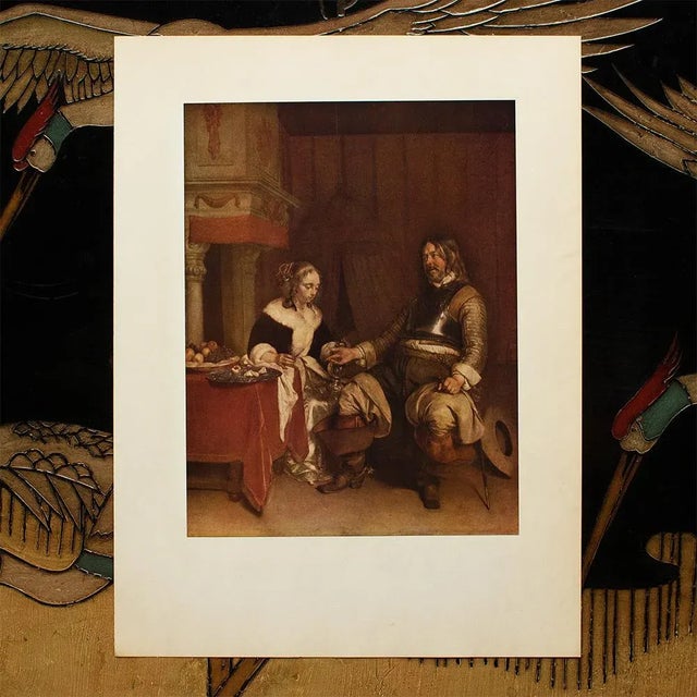 American 1954 After Gerard Terborch "The Gallant", Vintage Full-Color Print For Sale - Image 3 of 8