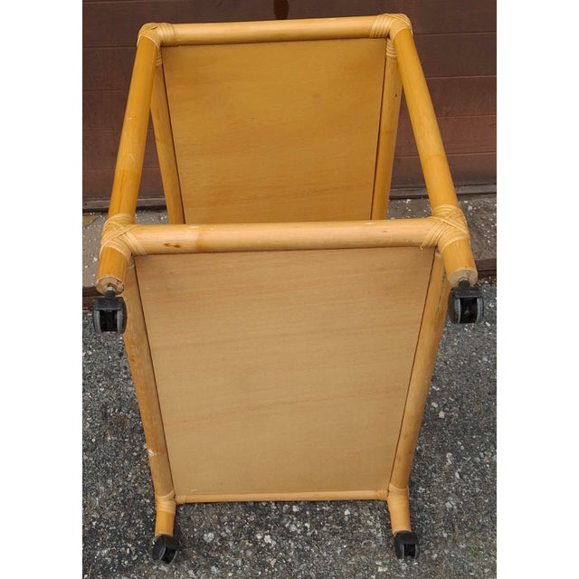 Late 20th Century Rattan and Cane Rolling Bar Cart For Sale - Image 10 of 10