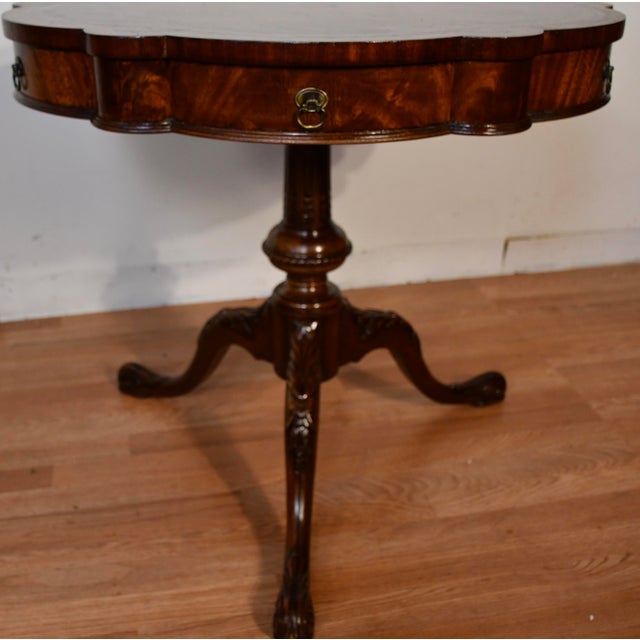 1930s Weiman English Regency Mahogany & Leather Top Center Table For Sale - Image 6 of 17
