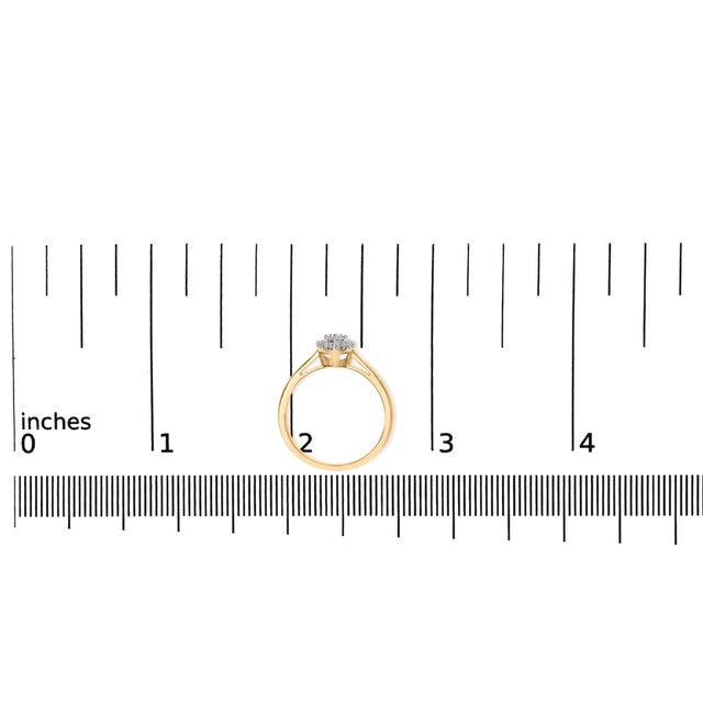 10K Yellow Gold 1/10 Diamond Heart and Halo Promise Ring For Sale In New York - Image 6 of 6