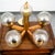 Wood 1960s Mid Century Modern Chandelier Light Lamp Brass Oak Wood 5 Light Ceiling Glass For Sale - Image 7 of 12