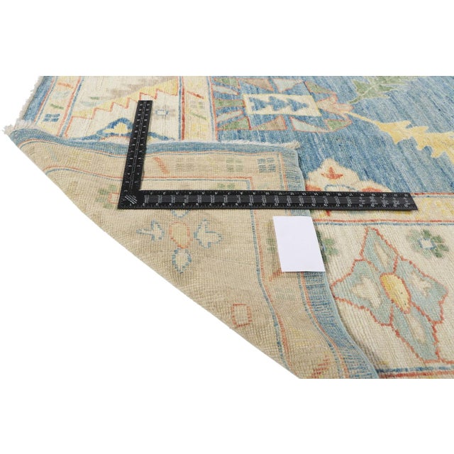 2010s Vintage Blue Oushak Area Rug, 09'02 X 11'09 For Sale - Image 5 of 9