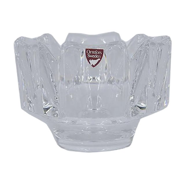 Vintage Scandinavian Crystal Corona Bowl by Lars Hellsten for Orrefors, 1970s For Sale