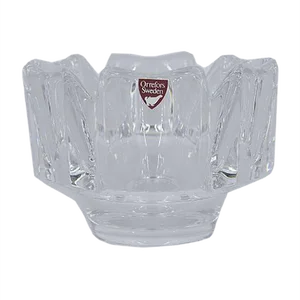 Vintage Scandinavian Crystal Corona Bowl by Lars Hellsten for Orrefors, 1970s