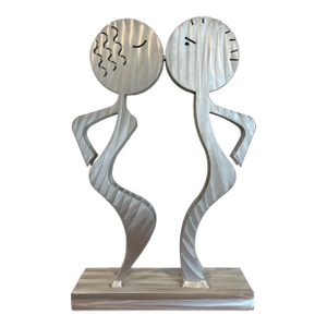 Postmodern Fred Garbotz Aluminum Figural Sculpture Memphis Era Signed