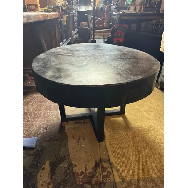 Rustic Wabi Sabi Side Table – Ebonized Wood, Rustic Modern Design For Sale - Image 3 of 9