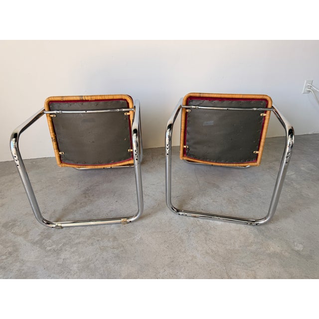 Mid Century Modern Harvey Probber Style Chrome & Cane Cantilever Arm Chairs - A Pair For Sale - Image 18 of 18