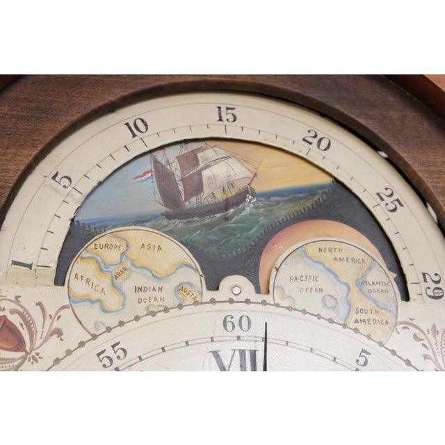 19th Century Period American Cherry Tall Cased Grandfather Clock For Sale - Image 5 of 18