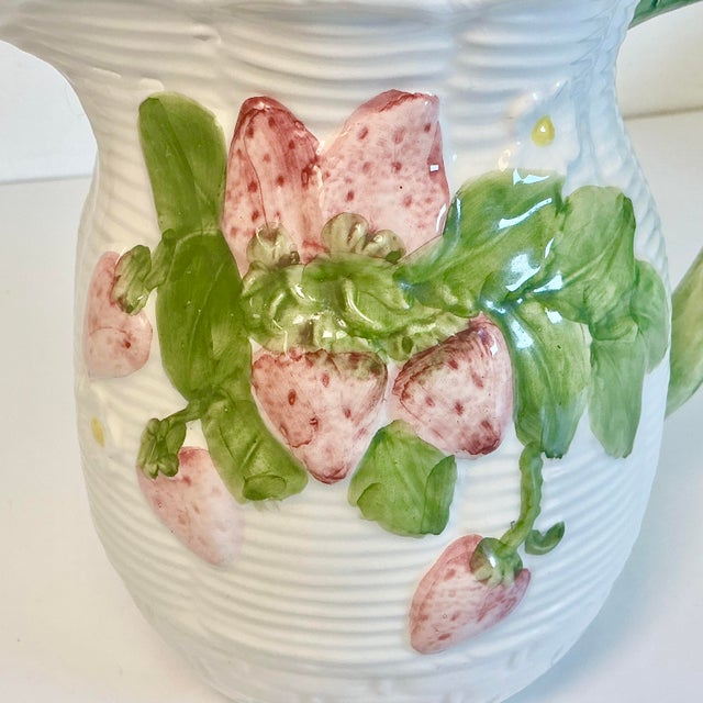 1980s Vintage Italian Hollywood Regency Arts & Crafts Strawberry Pitcher For Sale - Image 6 of 13