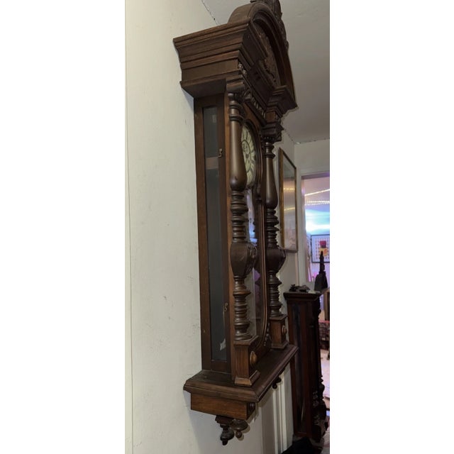 Late 19th Century Gustav Becker Antique 2 Weight Vienna Regulator Wall Clock For Sale - Image 5 of 11