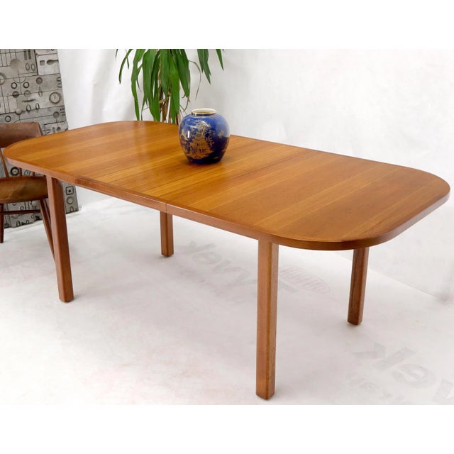Rectangle Round Corners Teak Midcentury Danish Modern Dining Table Pop Up Leaf Chairish