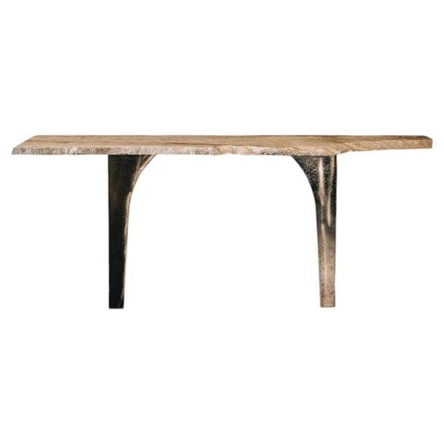Andrew Console Table in Travertine Stone and Brass by Alex Turco For Sale - Image 10 of 10