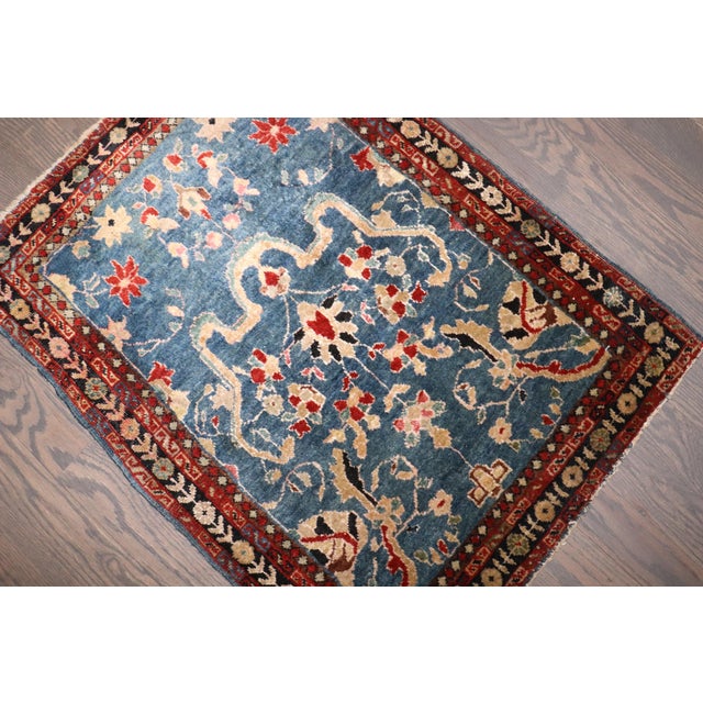 Early 20th Century Antique Zabihi Collection Blue Mat Size Sarouk Ferehan Rug - 1'9" x 2'4" For Sale - Image 5 of 7