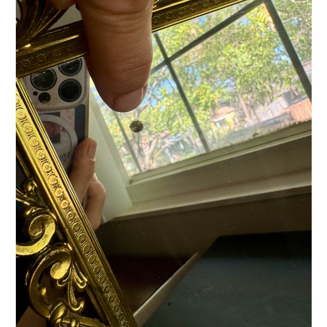 Vintage Hollywood Regency Gilt Metal Rococo Vanity Mirror For Sale In San Francisco - Image 6 of 7