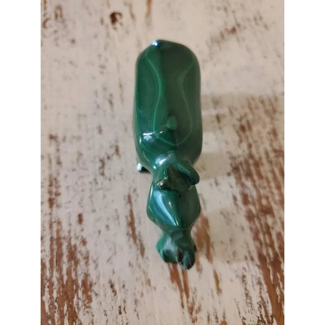 Green Malachite Carved & Polished Rhinoceros Shaped Stone For Sale - Image 8 of 11