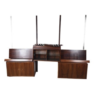 Vintage Rud Thygesen & Johnny Sørensen for Hg Furniture Brazilian Rosewood Hg Systemi Three-Bay Modular Wall Unit, Denmark 1960s For Sale
